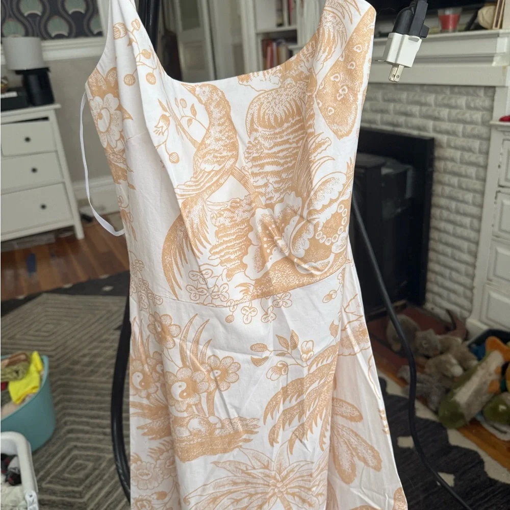 STAUD Spaghetti Strap Dress - Cream and Tan - Picture 1 of 10